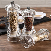 Μαύρος μύλος αλατοπίπερου Διαφανής μύλος πιπεριάς μπαχαρικών με δυνατούς ρυθμιζόμενους κεραμικούς μύλους Εργαλεία μαγειρικής κουζίνας Gadget