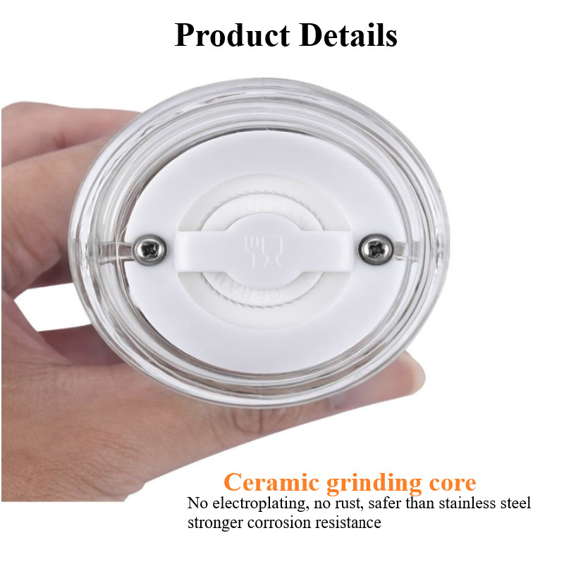 Μαύρος μύλος αλατοπίπερου Διαφανής μύλος πιπεριάς μπαχαρικών με δυνατούς ρυθμιζόμενους κεραμικούς μύλους Εργαλεία μαγειρικής κουζίνας Gadget