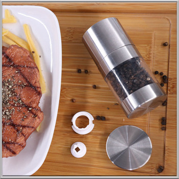 Ръчна мелница за сол и черен пипер от висококачествена неръждаема стомана Преносима кухненска мелница Инструмент Muller