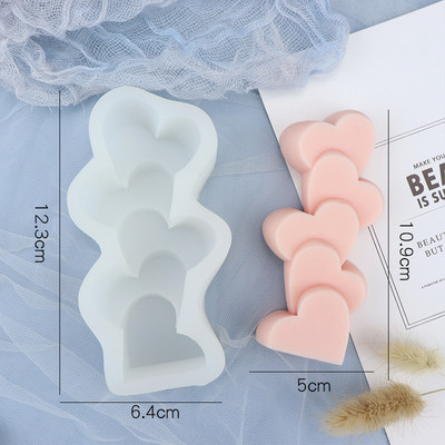 5 Virna armastuse silikoonküünla vorm Majaka vaigu šokolaadivorm DIY südamekujuline küünal käsitöötarvikute valmistamiseks kingitus kodukaunistus