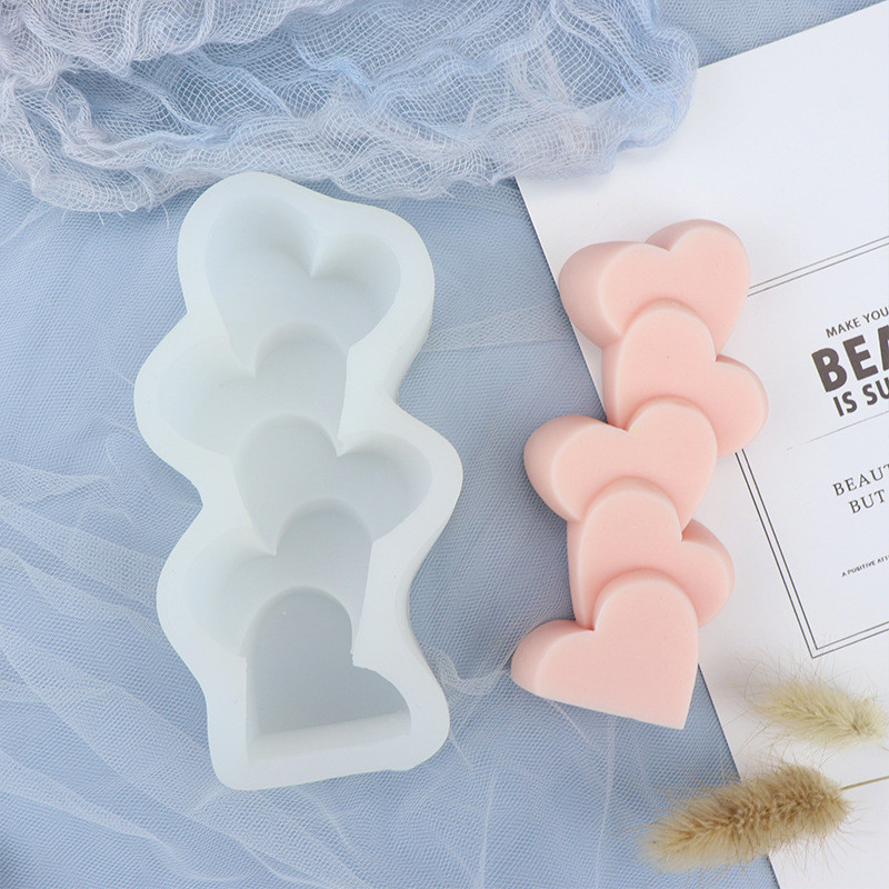 5 Virna armastuse silikoonküünla vorm Majaka vaigu šokolaadivorm DIY südamekujuline küünal käsitöötarvikute valmistamiseks kingitus kodukaunistus