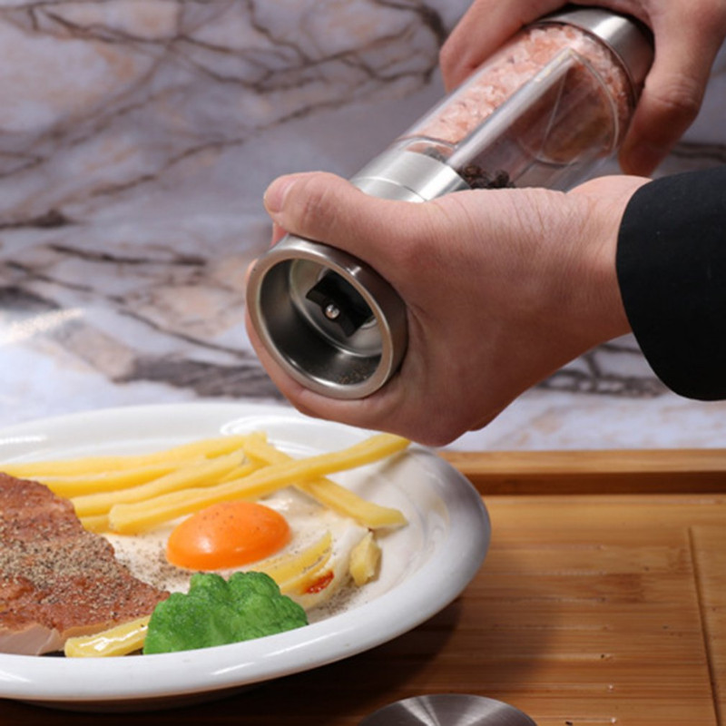 2-ühes kahekambriline roostevabast terasest terasest meresoola ja pipra veski, reguleeritava jämedusega vürtside veski maitseaineveski