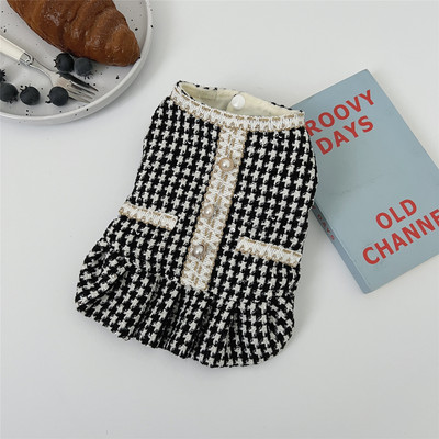 Mājdzīvnieku vilnas svārki Rūtaini Pērļu svārki Rudens un ziemas apģērbi Plīša Skaistule Šnaucers Mazs suns Tedijs Bebrs Apģērbs Suņu Apģērbs