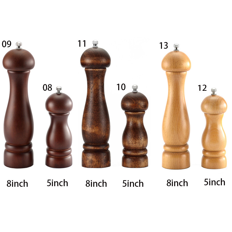 Manuaalne täispuidust soola- ja pipraveski maitseaine veski 4"/5"/6"/8"/10" mitmeotstarbeline köögiriistad