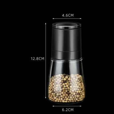 Konco manuālā sāls piparu dzirnaviņas caurspīdīga stikla garšaugu dzirnaviņas piparu kukurūzas dzirnaviņas garšvielu pudeles virtuves sīkrīki