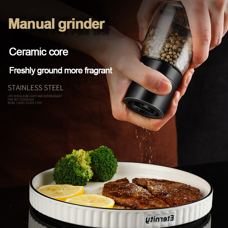 Konco manuālā sāls piparu dzirnaviņas caurspīdīga stikla garšaugu dzirnaviņas piparu kukurūzas dzirnaviņas garšvielu pudeles virtuves sīkrīki