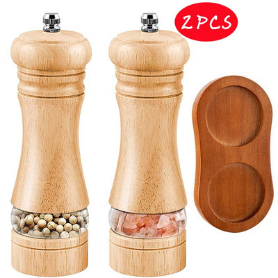 6 collu sāls un piparu dzirnaviņas komplekti piparu dzirnaviņas, manuāla svaigi malta garšvielu pudele, keramikas serde, masīvkoka piparu dzirnaviņas