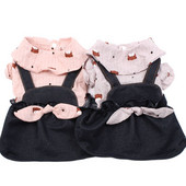 Suņa kaķa kleitas krekls, lāči, ziedu dizains, kaķu kucēna T-krekls, pavasara/vasaras apģērbs