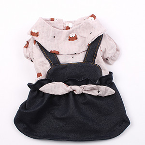 Suņa kaķa kleitas krekls, lāči, ziedu dizains, kaķu kucēna T-krekls, pavasara/vasaras apģērbs