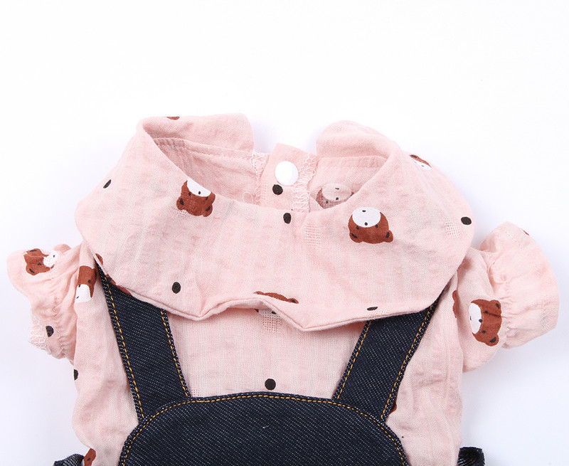 Suņa kaķa kleitas krekls, lāči, ziedu dizains, kaķu kucēna T-krekls, pavasara/vasaras apģērbs