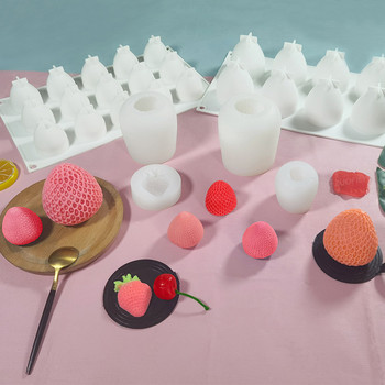 3D форма за свещи с ягодови плодове Направи си сам ароматерапия, ръчно изработена форма от соев восък, кухненски инструменти, сапун за торта, силиконова форма, форма за свещи