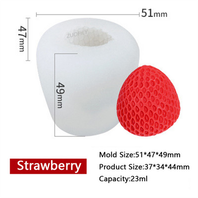 3D zemeņu augļu sveču veidne DIY aromterapija ar rokām gatavota sojas vaska veidne virtuves rīki kūkas ziepes silikona sveces veidne