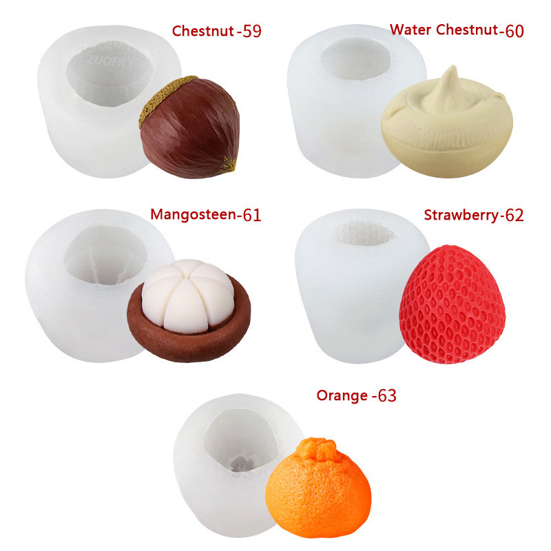 3D zemeņu augļu sveču veidne DIY aromterapija ar rokām gatavota sojas vaska veidne virtuves rīki kūkas ziepes silikona sveces veidne