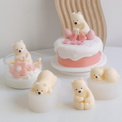 Polar Bear Mousse Mould Silicone Fondant Cake σοκολάτας Εργαλείο παρασκευής 3D κεριών καλούπι αρωματοθεραπείας Γύψινο στολίδι επιφάνειας εργασίας