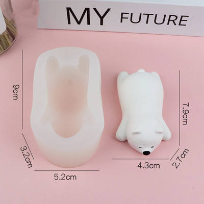 Jääkaru silikoonvormivaht šokolaadifondist koogi valmistamise tööriist 3D küünal aroomiteraapia hallituse savi krohv töölaua ornament