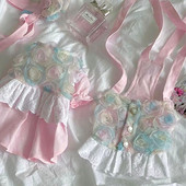 Teddy roosi kroonlehega kleit Lemmiklooma koera suvekleit Bichon Kaunid riided Kutsika Suspensiga särk Printsessi seelik emasele koerale