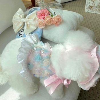 Teddy Rose Petal Φόρεμα Pet Dog Καλοκαιρινό Φόρεμα Bichon Όμορφα Ρούχα Κουτάβι Ζαρτιέρες Πριγκίπισσα Φούστα για θηλυκό σκυλί