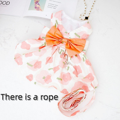 Vasaras suņu kleitas zirglietas ar pavadu Jauka ziedu kaķu kleita bantīte kucēnam princeses svārki Mīksts mājdzīvnieku kaķēnu apģērbs Čivavas apģērbs