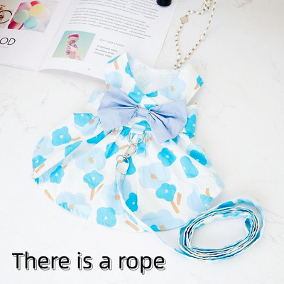 Vasaras suņu kleitas zirglietas ar pavadu Jauka ziedu kaķu kleita bantīte kucēnam princeses svārki Mīksts mājdzīvnieku kaķēnu apģērbs Čivavas apģērbs