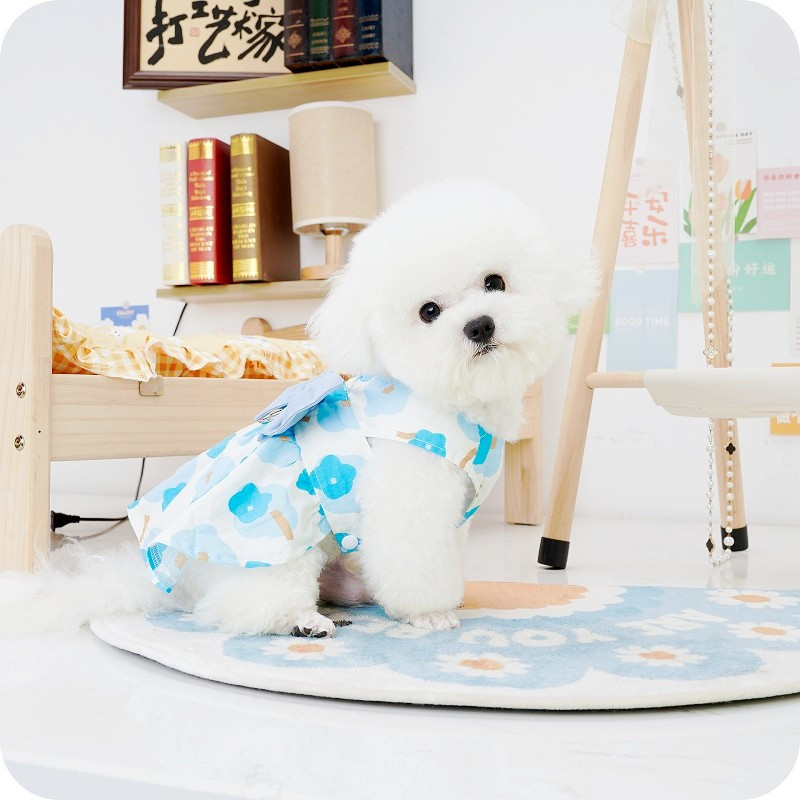 Vasaras suņu kleitas zirglietas ar pavadu Jauka ziedu kaķu kleita bantīte kucēnam princeses svārki Mīksts mājdzīvnieku kaķēnu apģērbs Čivavas apģērbs