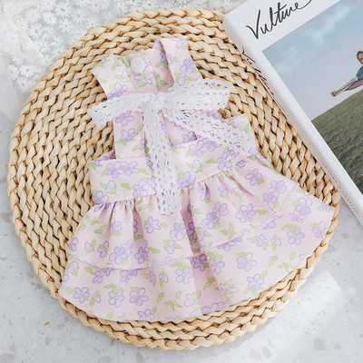 Gaiši dzeltena dizainera kleita sunim Princese Bow Mājdzīvnieka garie svārki Dzimšanas dienas kucēnam Vasaras drēbes Puķaini Vidēji Jorkas suņu kaķu apģērbi