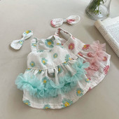 Mājdzīvnieks Daisy Sling Kleita Suņu Apģērbs Pavasara/Vasaras tauriņš, Pavelkams Pogas Dzija Kleita Lācīši Suņi Kaķi Plāns Saules aizsardzības apģērbs