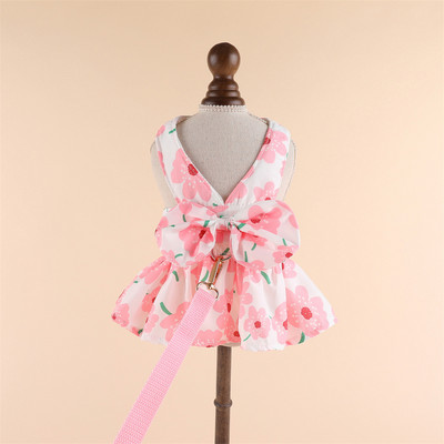 Jauna pavasara suņu apkakles svārki mājdzīvnieku zirglietas ar krūšu siksnu Vilces virvi Kaķu suņiem Apģērbi Zirglietas Veste Princeses mājdzīvnieku kleita XS-XXL