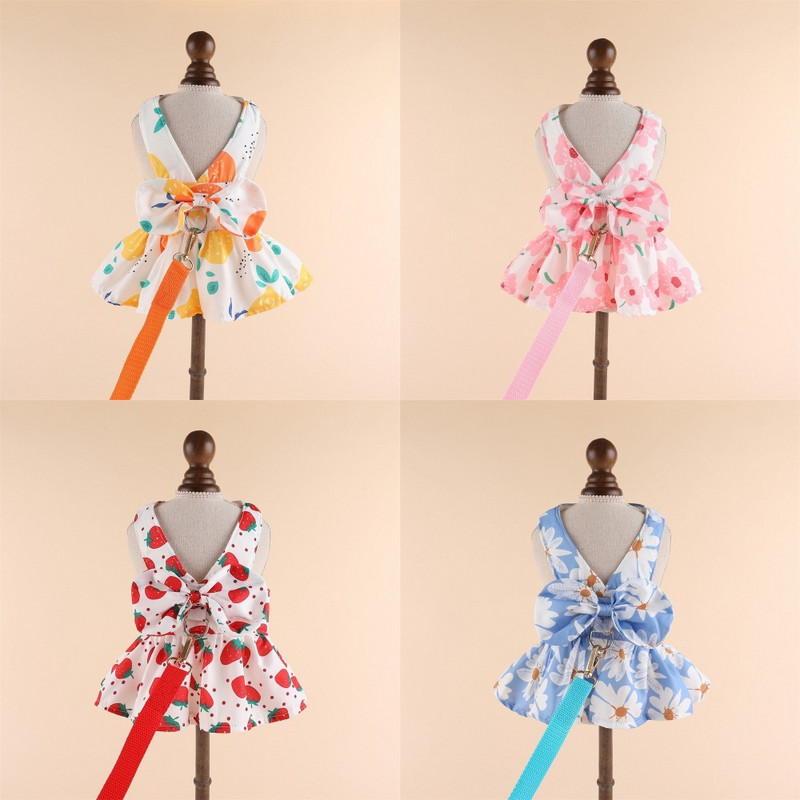 Jauna pavasara suņu apkakles svārki mājdzīvnieku zirglietas ar krūšu siksnu Vilces virvi Kaķu suņiem Apģērbi Zirglietas Veste Princeses mājdzīvnieku kleita XS-XXL