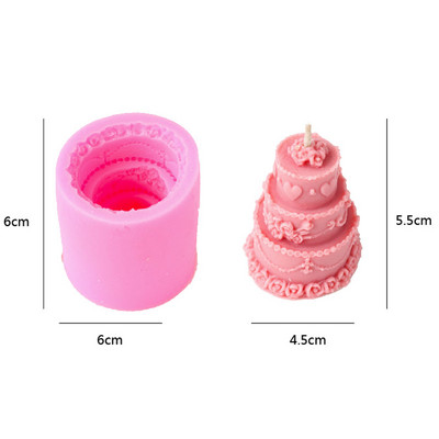 Trīs slāņu kūkas silikona sveču veidne DIY ziepju sveķu ģipša veidne deserta šokolādes ledus pagatavošanas komplekts kāzu dekors dzimšanas dienas dāvanas