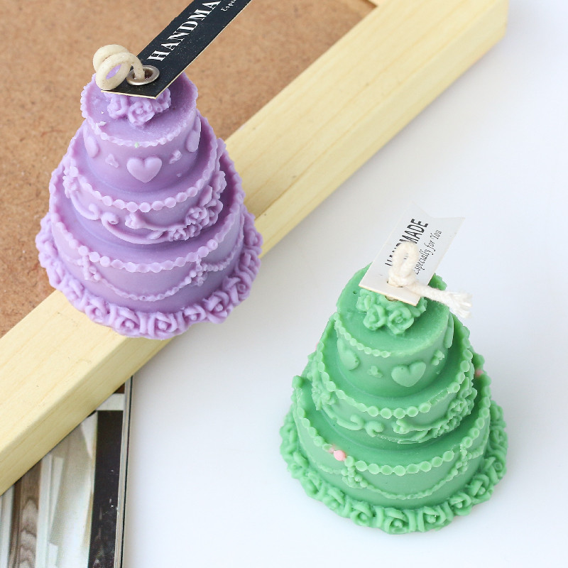 Trīs slāņu kūkas silikona sveču veidne DIY ziepju sveķu ģipša veidne deserta šokolādes ledus pagatavošanas komplekts kāzu dekors dzimšanas dienas dāvanas