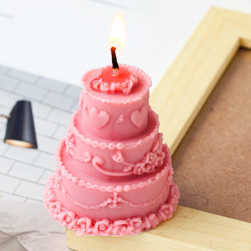 Trīs slāņu kūkas silikona sveču veidne DIY ziepju sveķu ģipša veidne deserta šokolādes ledus pagatavošanas komplekts kāzu dekors dzimšanas dienas dāvanas