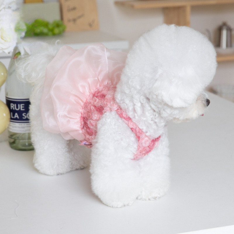 Lemmikloomade võrk puhvis seelik Roos Tikand marli seelik Roosa roosi kleit Lemmiklooma kassi ja koera mängukleit riided lemmiklooma riided koera kleit