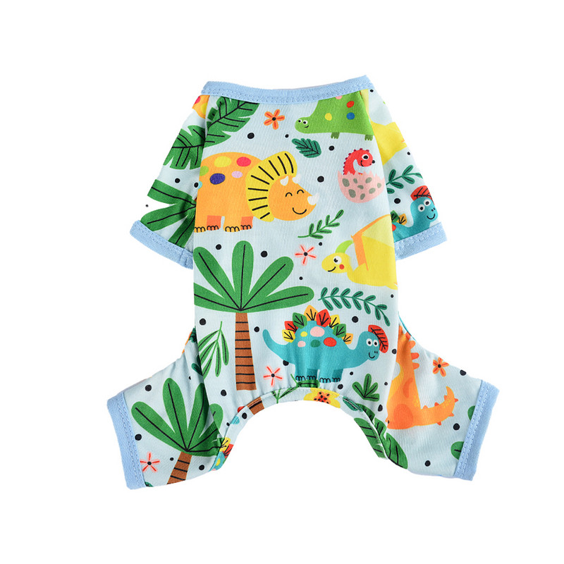 Pavasara mājdzīvnieku suņu drēbes Mīkstas elpojošas aproces Atturīgi Jauki Apdruka Mazi Vidēji Lieli Mājdzīvnieku kostīmi Suņi Dinozauru Zaļš