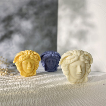 Глава на Медуза 3D силиконова форма за свещи Ръчно изработена DIY гипсова статуя Скулптура Занаяти Правете инструменти Начало Декор Форма от соев восък