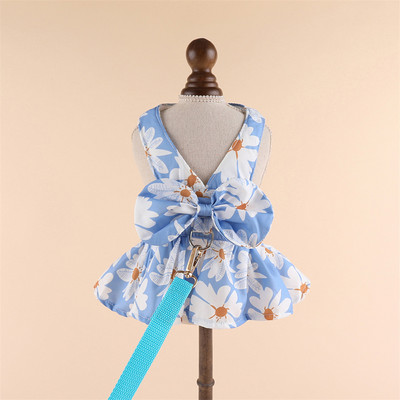 Bow lilleline koerakleit Printsesskleit rõngasrihmaga Lemmikloomariided väikestele koertele Õhuke suvine magus kutsikaseelik chihuahuale