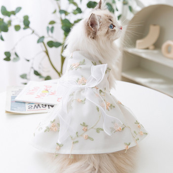Χαριτωμένο φόρεμα για σκύλους Φόρεμα φλοράλ σκύλου με πλέγμα γατούλα κουτάβι κατοικίδιο φούστα καλοκαιρινά ρούχα για σκύλους φιόγκος δαντέλα Πριγκίπισσα φόρεμα σκύλου Ρούχα Τσιουάουα