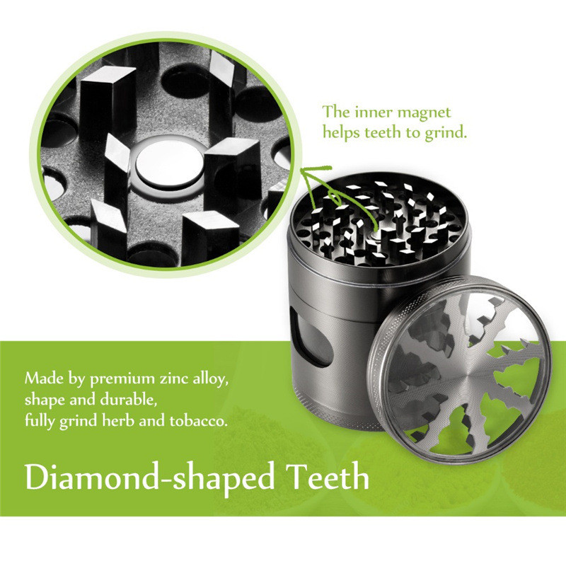 60 mm nešiojamas tabako malūnėlis 4 sluoksnių cinko lydinio cigarečių malūnėlis žolelių arbatos lapų prieskonių smulkintuvas virtuvės prietaisų priedai