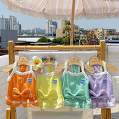 Kevad-suvi kutsika vibu Suspender seelik Teddy Sport Tuulekleit Lemmiklooma Päikesekaitse Riided Kaunid Koerariided