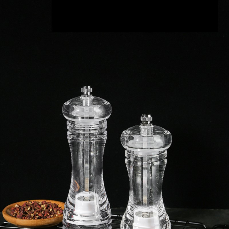 1 gabala manuāla piparu dzirnaviņas Akrila garšvielu pudele Keramikas serdeņa caurspīdīga garšvielu dzirnaviņas Mājas virtuves rīki
