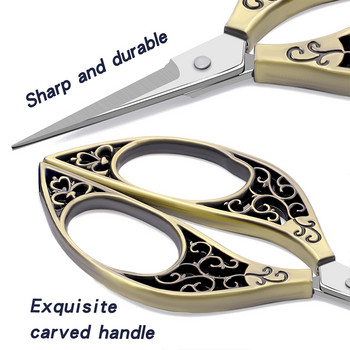 SHWAKK 1 бр. Ножици за бродиране Ретро шевни ножици за ръкоделие Неръждаема стомана Професионални шивашки ножици за шиене и прошиване