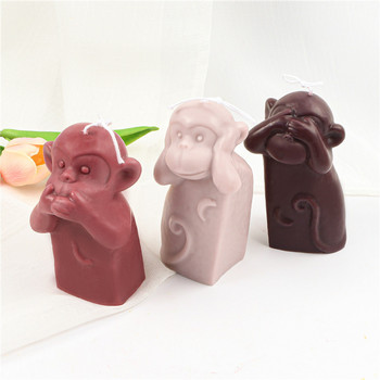 3D силиконова форма за свещи с маймуна Множество сладки емотикони Животински занаяти Гипсова смола Комплект за правене на свещи Ръчно изработени инструменти за печене на сапун