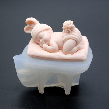 Τρισδιάστατο καλούπι σιλικόνης ύπνου μωρού Χειροποίητο κιτ κατασκευής κεριών Diy σαπούνι γύψο ρητίνης κατασκευής Εργαλεία ψησίματος κέικ σοκολάτας
