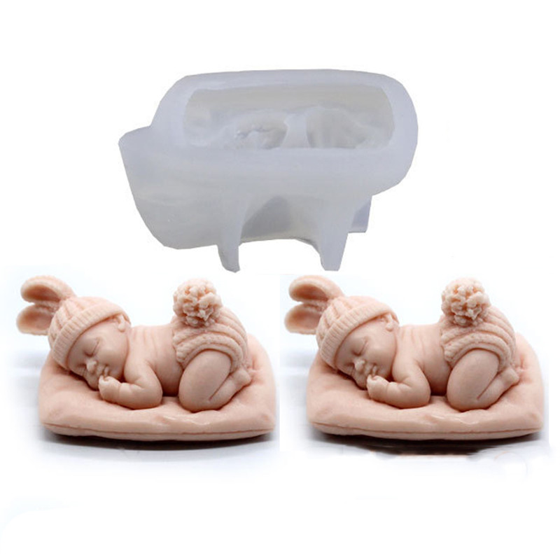 3D miega mazuļa silikona veidne ar rokām darināta sveču izgatavošanas komplekts ziepju ģipša sveķu izgatavošanas piederumi šokolādes kūkas cepšanai
