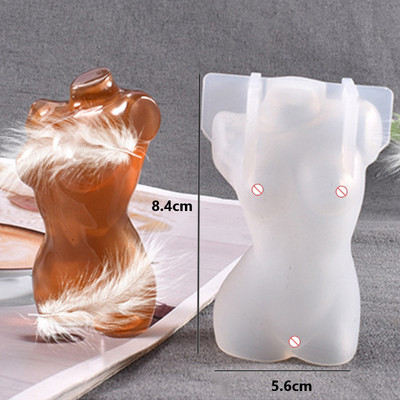 Lihav naine, halva kujuga silikoonküünla vorm isetegemine käsitsi valmistatud vorm meessoost kehale rasedale naisele seebikrohvi vaigust küünalde valmistamise tarvikud