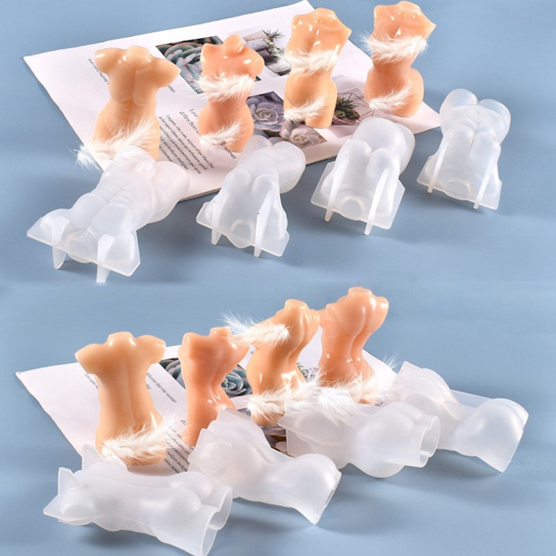 Lihav naine, halva kujuga silikoonküünla vorm isetegemine käsitsi valmistatud vorm meessoost kehale rasedale naisele seebikrohvi vaigust küünalde valmistamise tarvikud