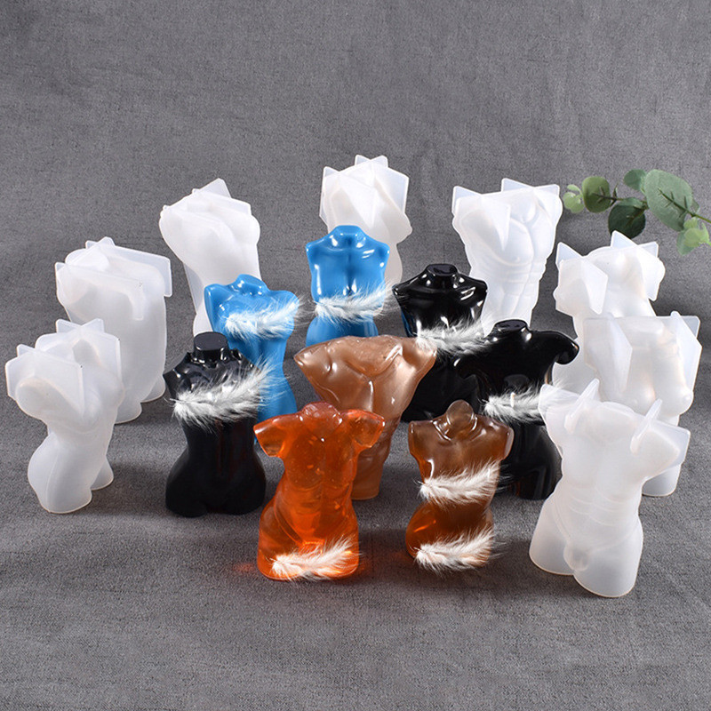 Lihav naine, halva kujuga silikoonküünla vorm isetegemine käsitsi valmistatud vorm meessoost kehale rasedale naisele seebikrohvi vaigust küünalde valmistamise tarvikud