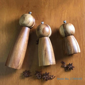 Puidust soola- ja pipraveski käsiraamat, meresoola- ja pipraveskid köögividinad teenindus lauanõud 3 suurust maitseainete jaoks