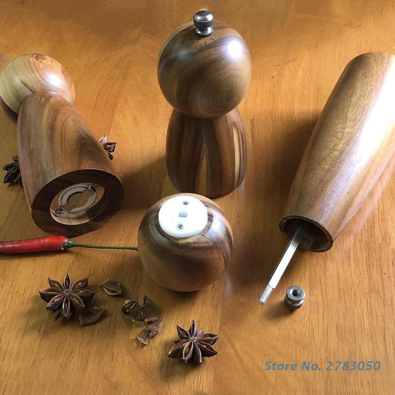 Puidust soola- ja pipraveski käsiraamat, meresoola- ja pipraveskid köögividinad teenindus lauanõud 3 suurust maitseainete jaoks