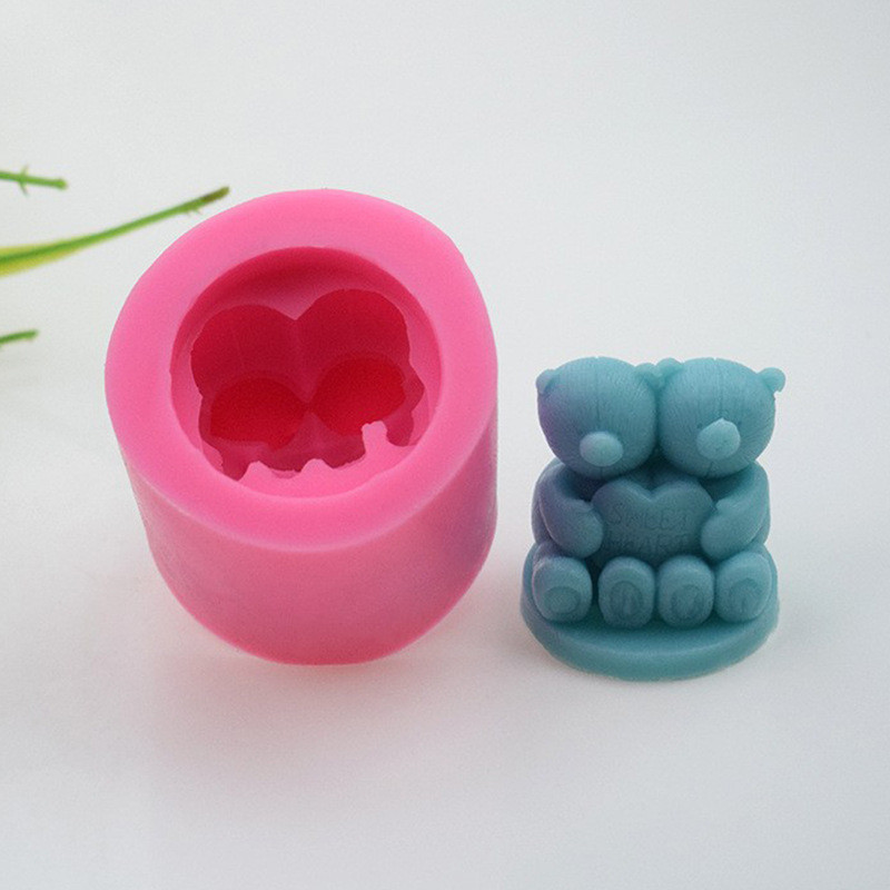 3D lāča sveču veidne Visu veidu mazu dzīvnieku statujas silikona sveču veidne DIY roku darbs veidņu sveču izgatavošanas piederumi sveču veidnei