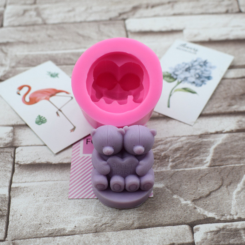 3D lāča sveču veidne Visu veidu mazu dzīvnieku statujas silikona sveču veidne DIY roku darbs veidņu sveču izgatavošanas piederumi sveču veidnei